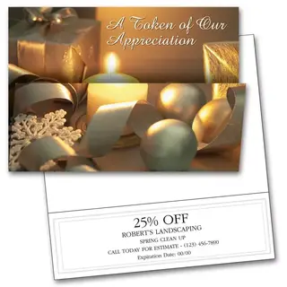 Custom printed greeting cards for businesses with pre-printed coupon