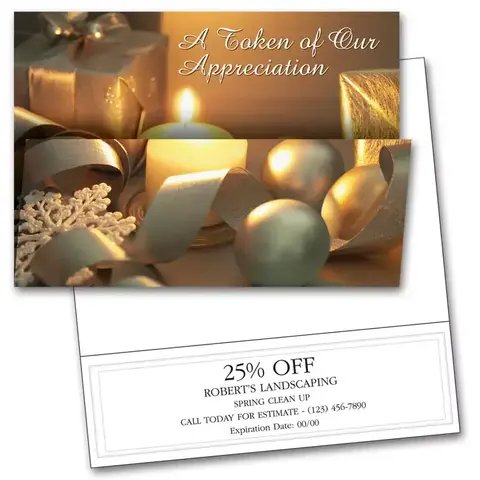 Custom printed greeting cards for businesses with pre-printed coupon