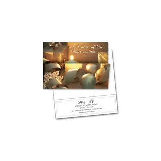 Custom printed greeting cards for businesses with pre-printed coupon