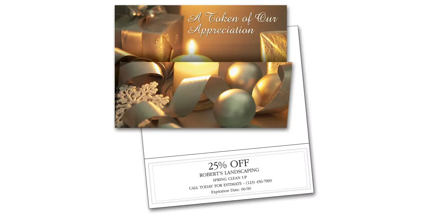 Custom printed greeting cards for businesses with pre-printed coupon