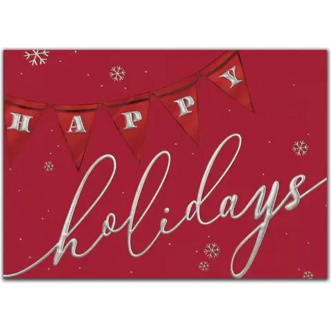 Custom Printed Holiday Cards - Red and Silver
