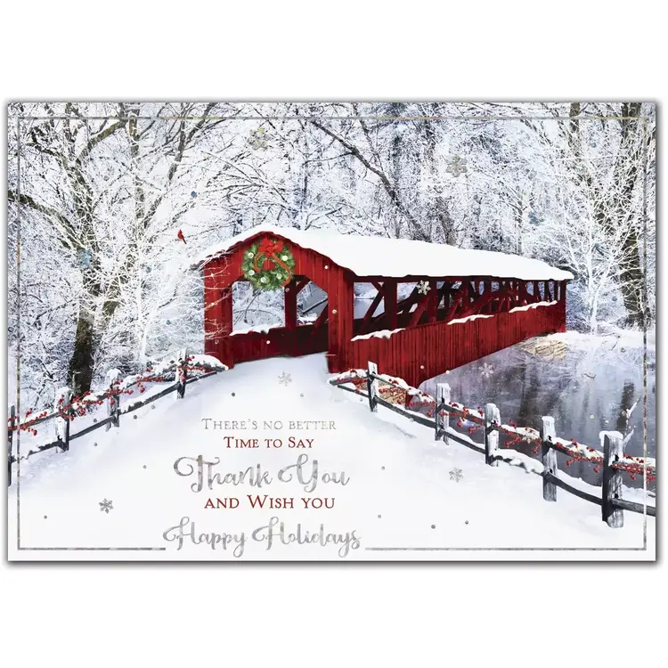 Custom Printed Holiday Cards - Snow-Covered Bridge