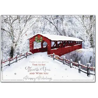 Custom Printed Holiday Cards - Snow-Covered Bridge