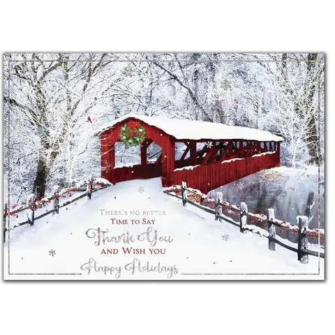 Custom Printed Holiday Cards - Snow-Covered Bridge