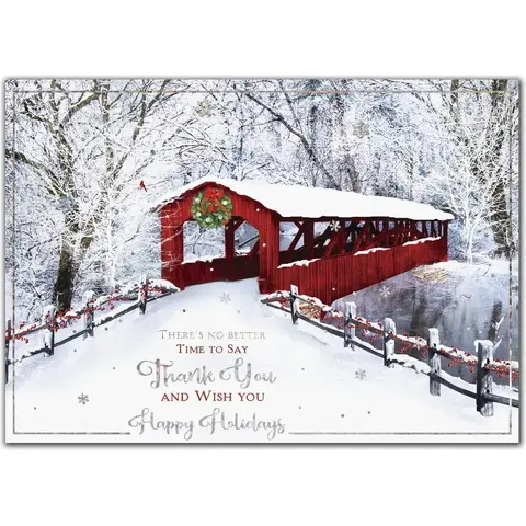 Custom Printed Holiday Cards - Snow-Covered Bridge