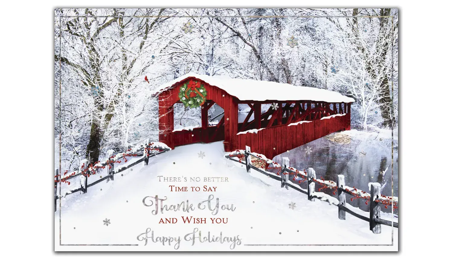 Custom Printed Holiday Cards - Snow-Covered Bridge