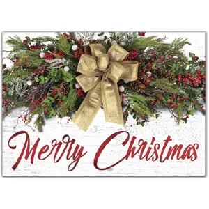 Custom Christmas Cards with Gold Bow