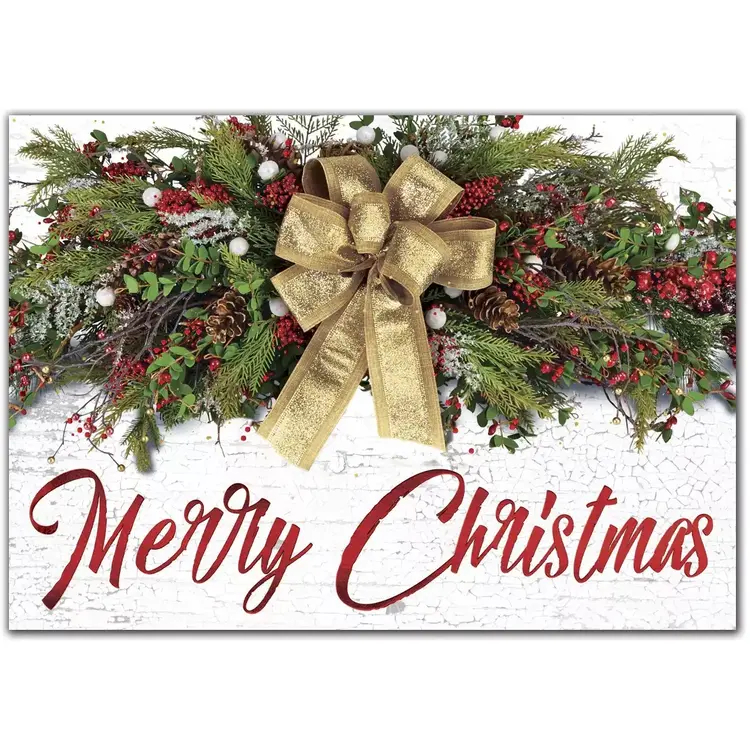 Custom Christmas Cards with Gold Bow