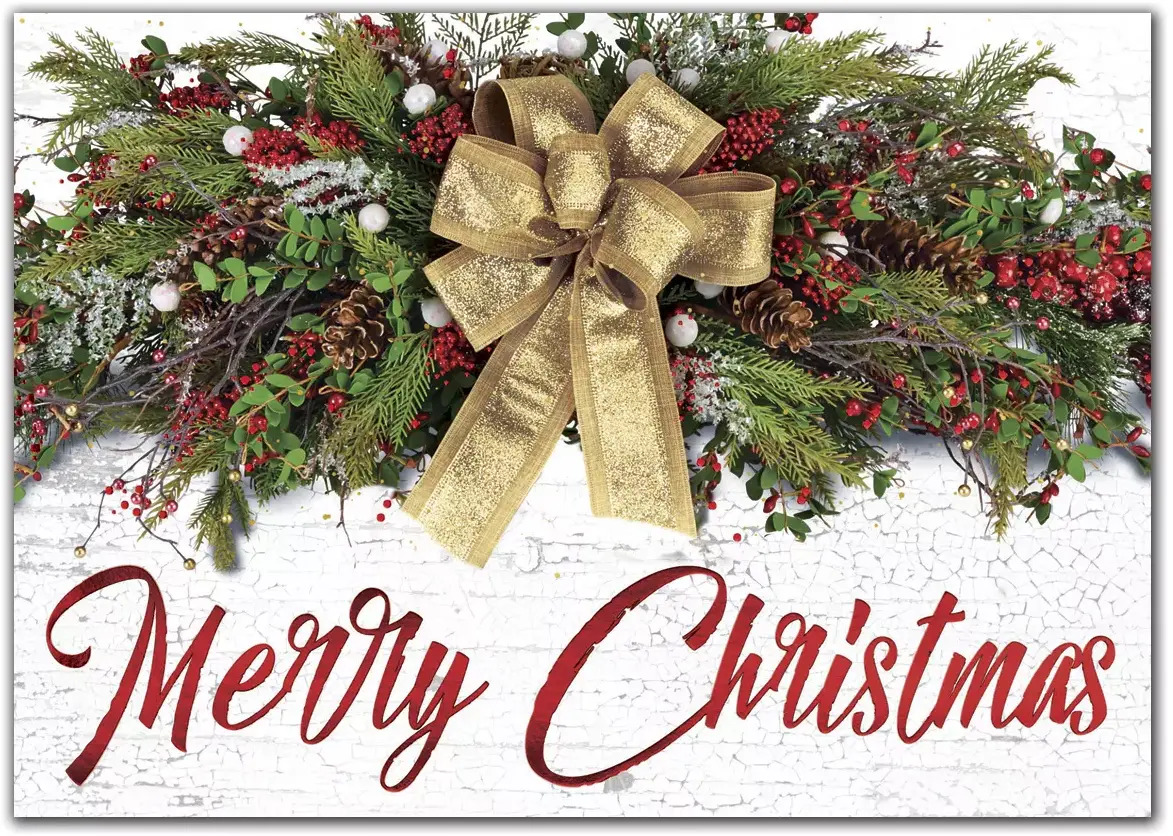 Custom Christmas Cards with Gold Bow