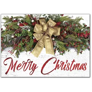 Custom Christmas Cards with Gold Bow
