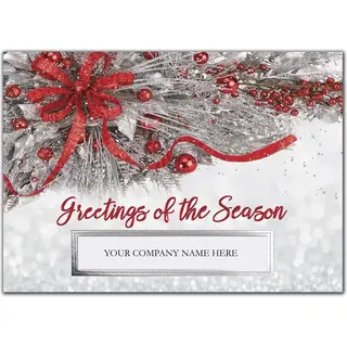 Custom Business Holiday Cards - Silver and Red