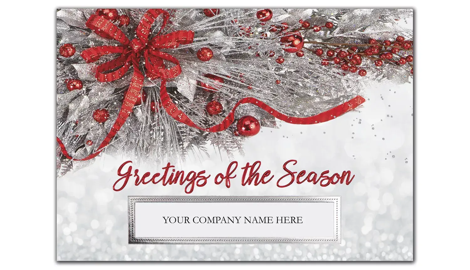 Custom Business Holiday Cards - Silver and Red