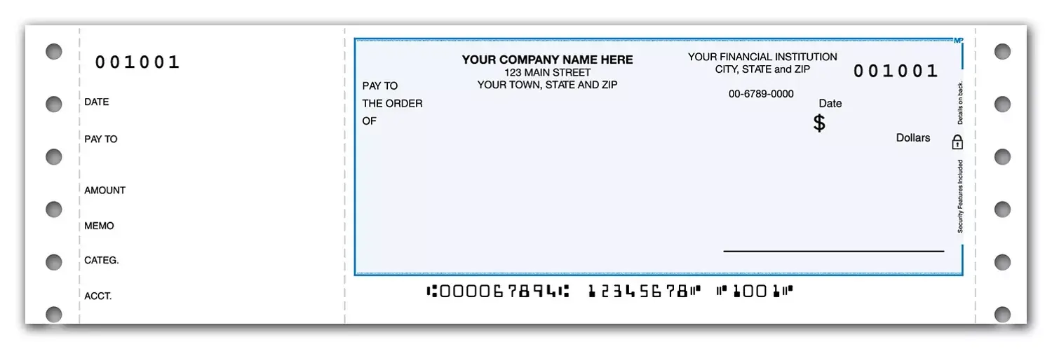 Custom Compact Continuous Quicken® Business Checks Online