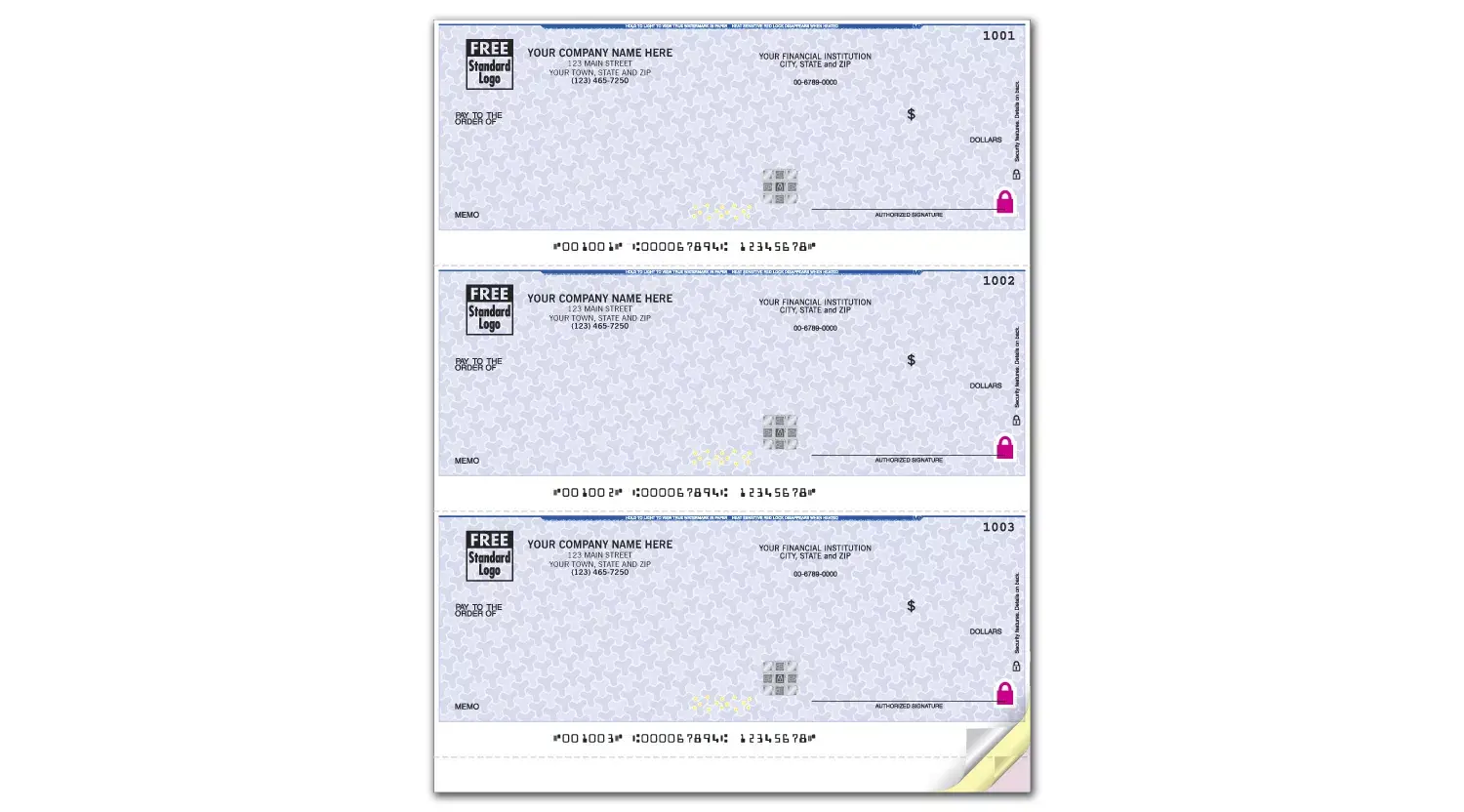 Printing of high security business check