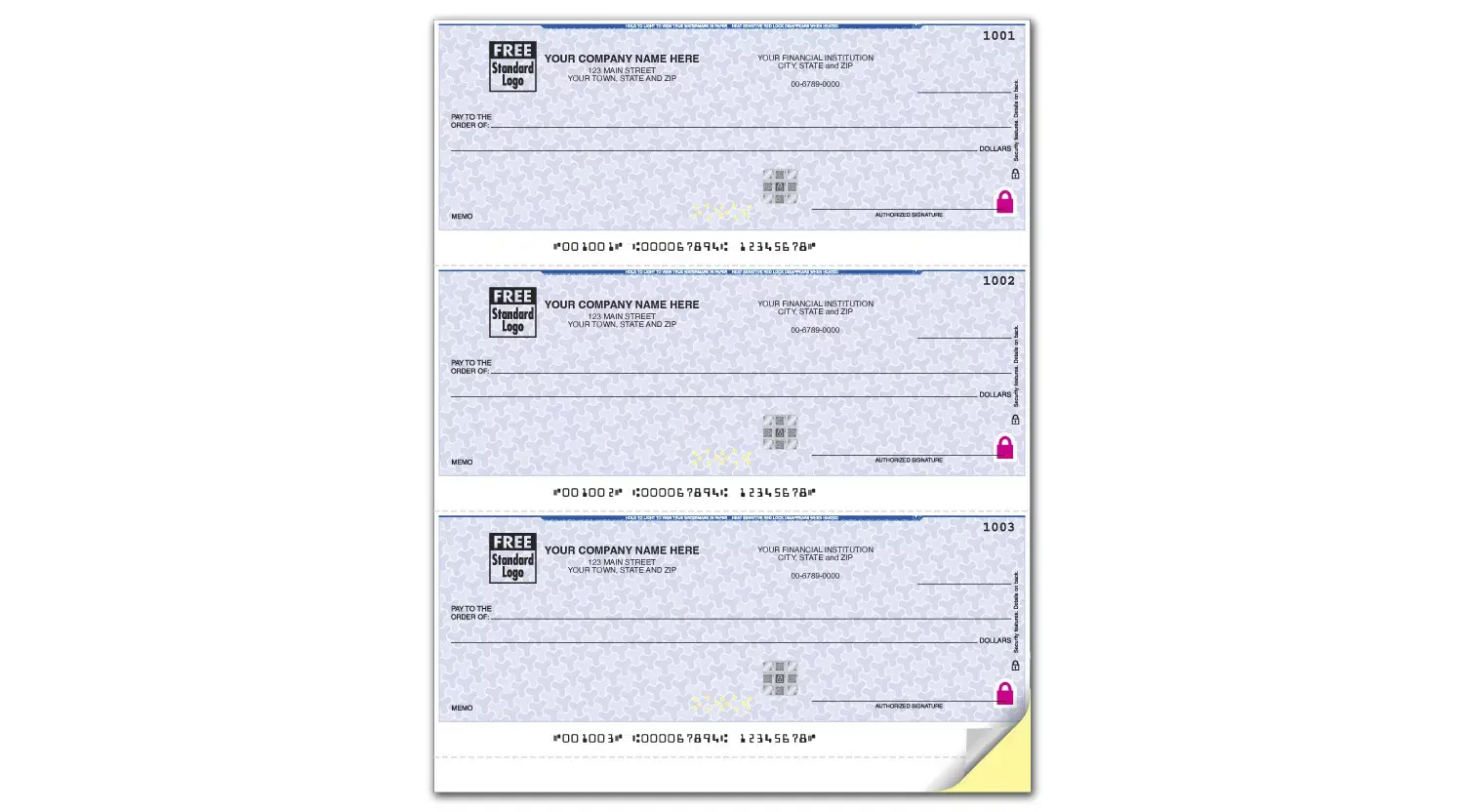 Printing of foil hologram MYOB business check