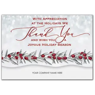 Business Holiday Greeting Cards - Thankful Appreciation