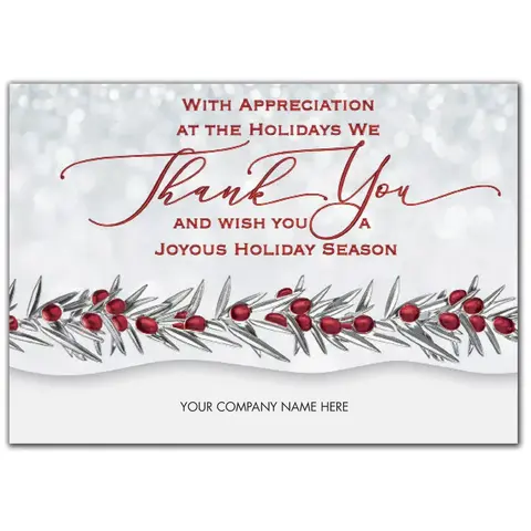 Business Holiday Greeting Cards - Thankful Appreciation