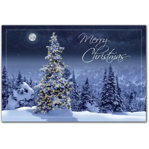 Custom Printed Christmas Postcards - Simply Stunning Moonlight