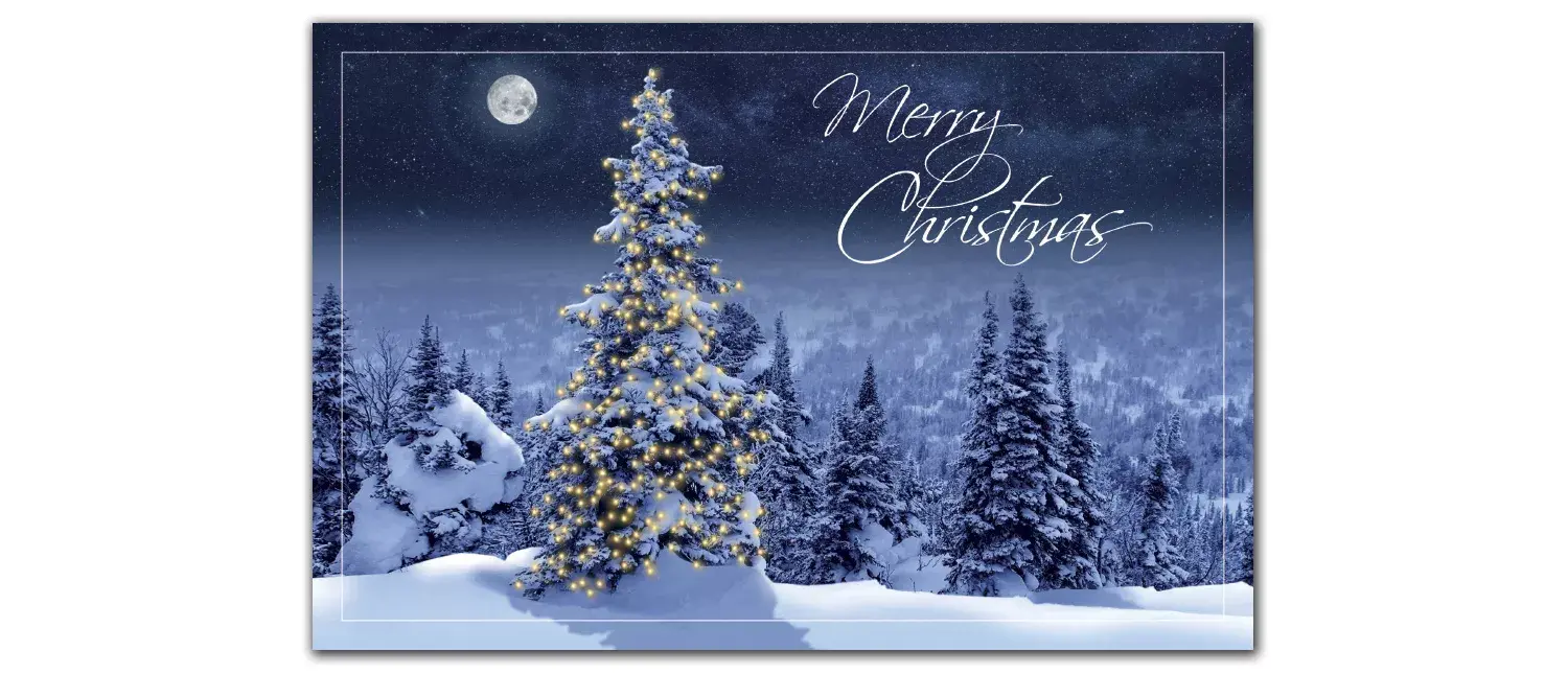 Custom Printed Christmas Postcards - Simply Stunning Moonlight