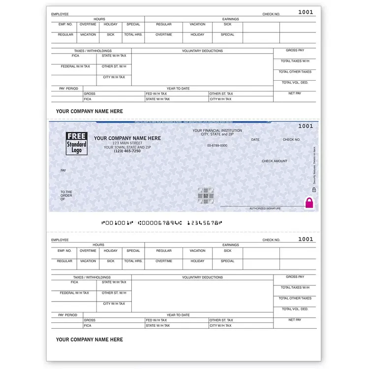 Laser Dynamics Payroll Checks with Logo