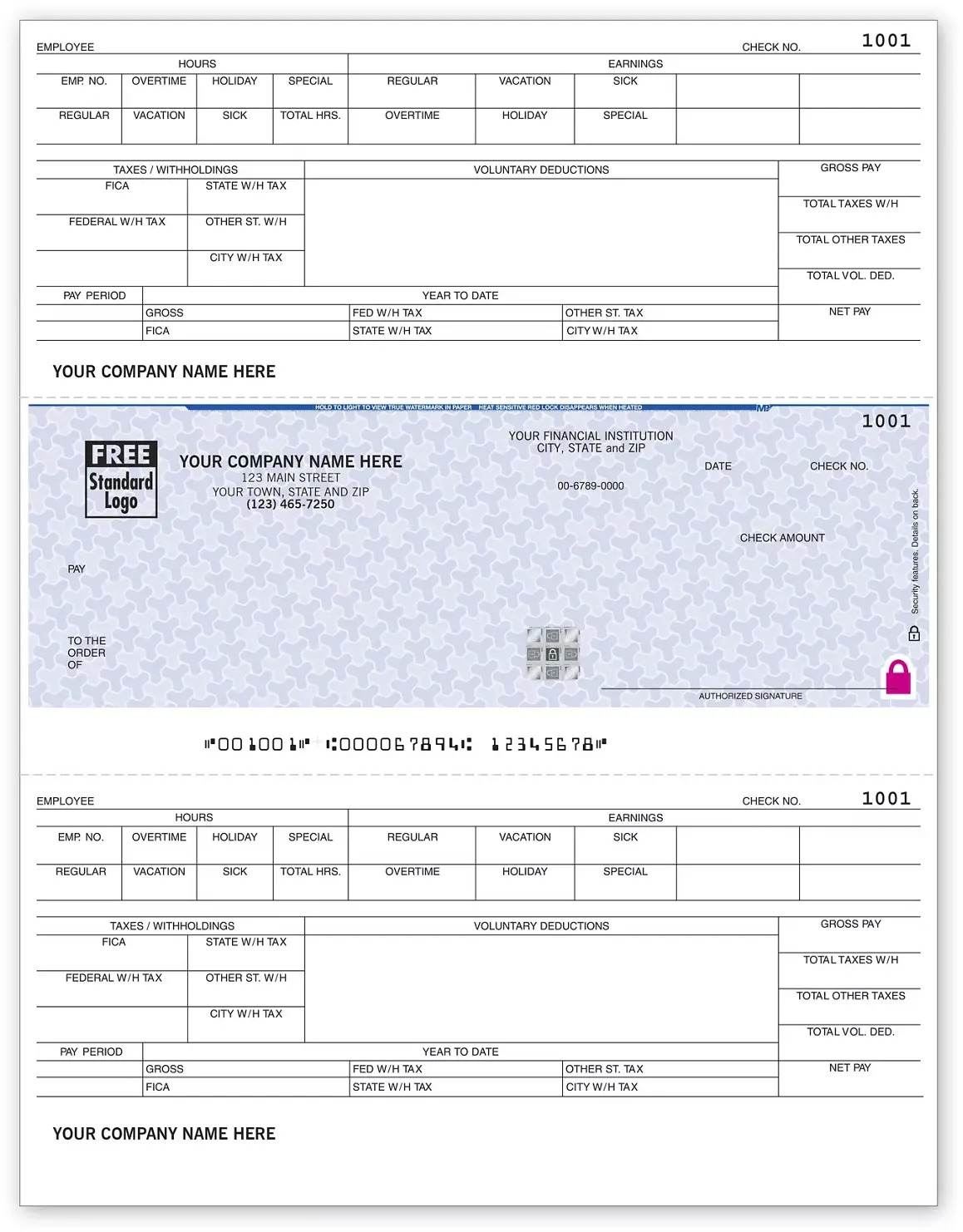Laser Dynamics Payroll Checks with Logo