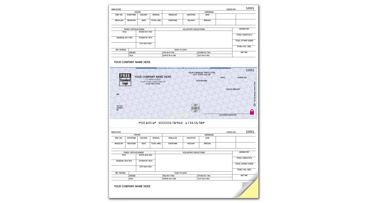 Laser Dynamics Payroll Checks with Logo