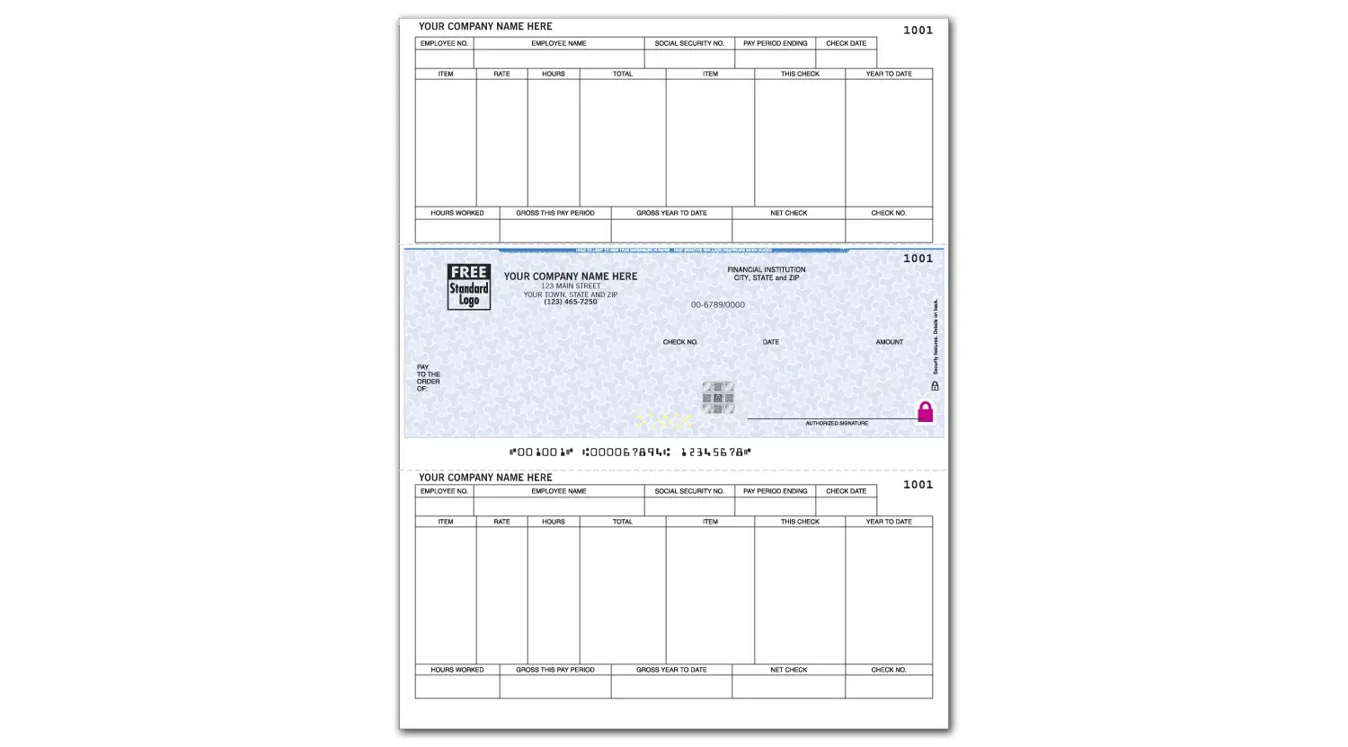 Sage Compatible Laser Payroll Checks with Logo