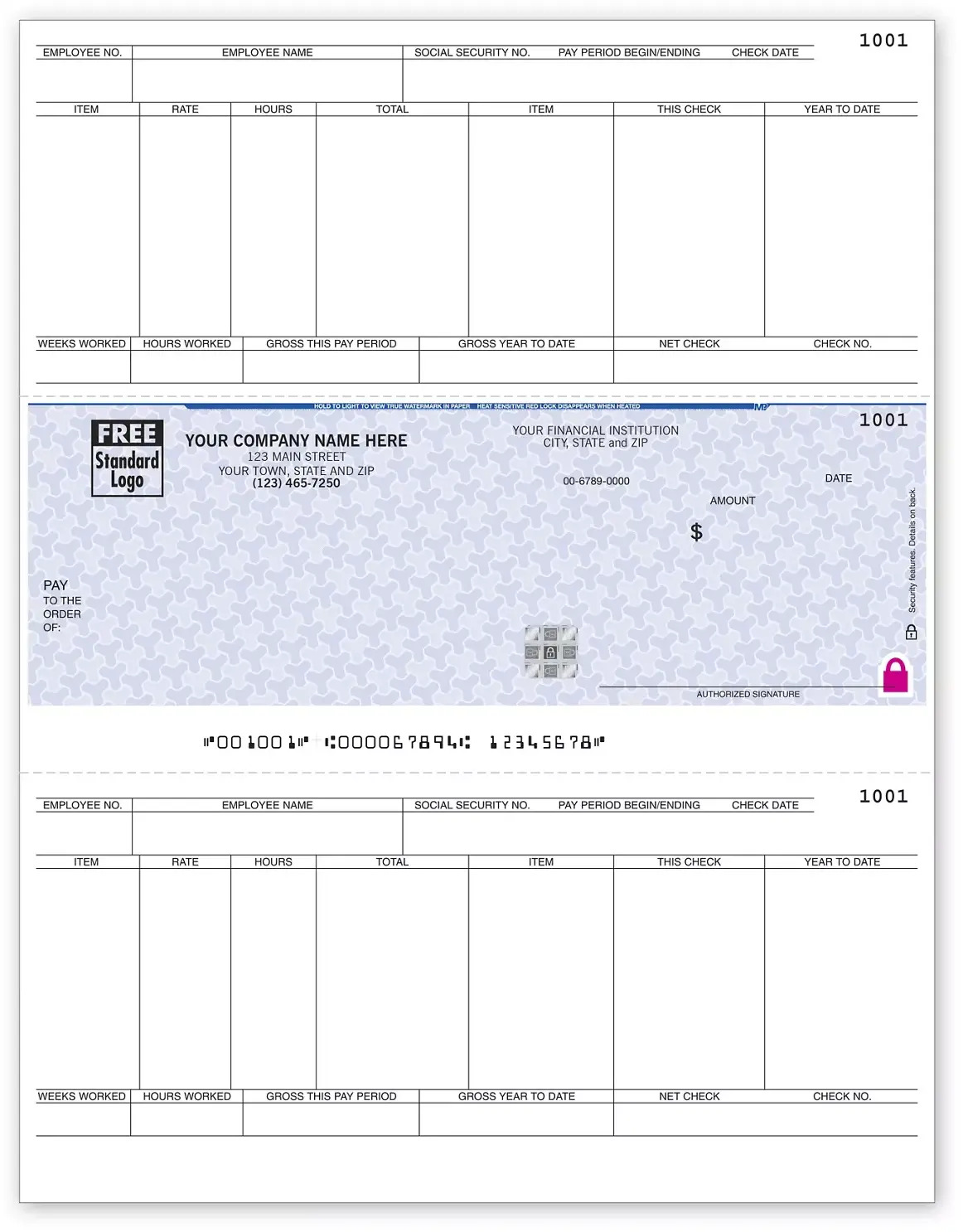Sage 50 Laser Payroll Checks with Silver Foil Hologram