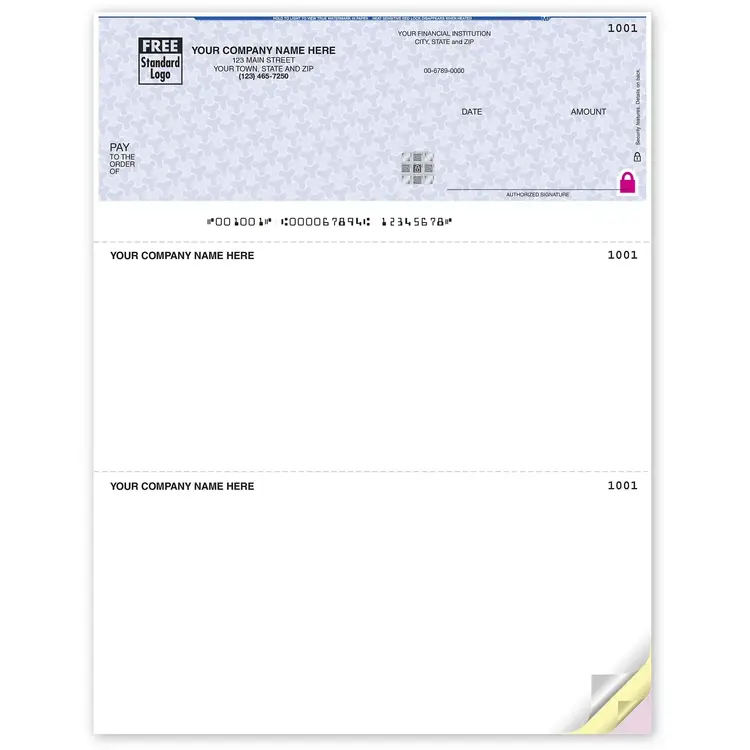 High Security Laser Top Checks with Logo for Security Professionals