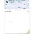 High-security laser business check with check-on-top layout and anti-fraud background