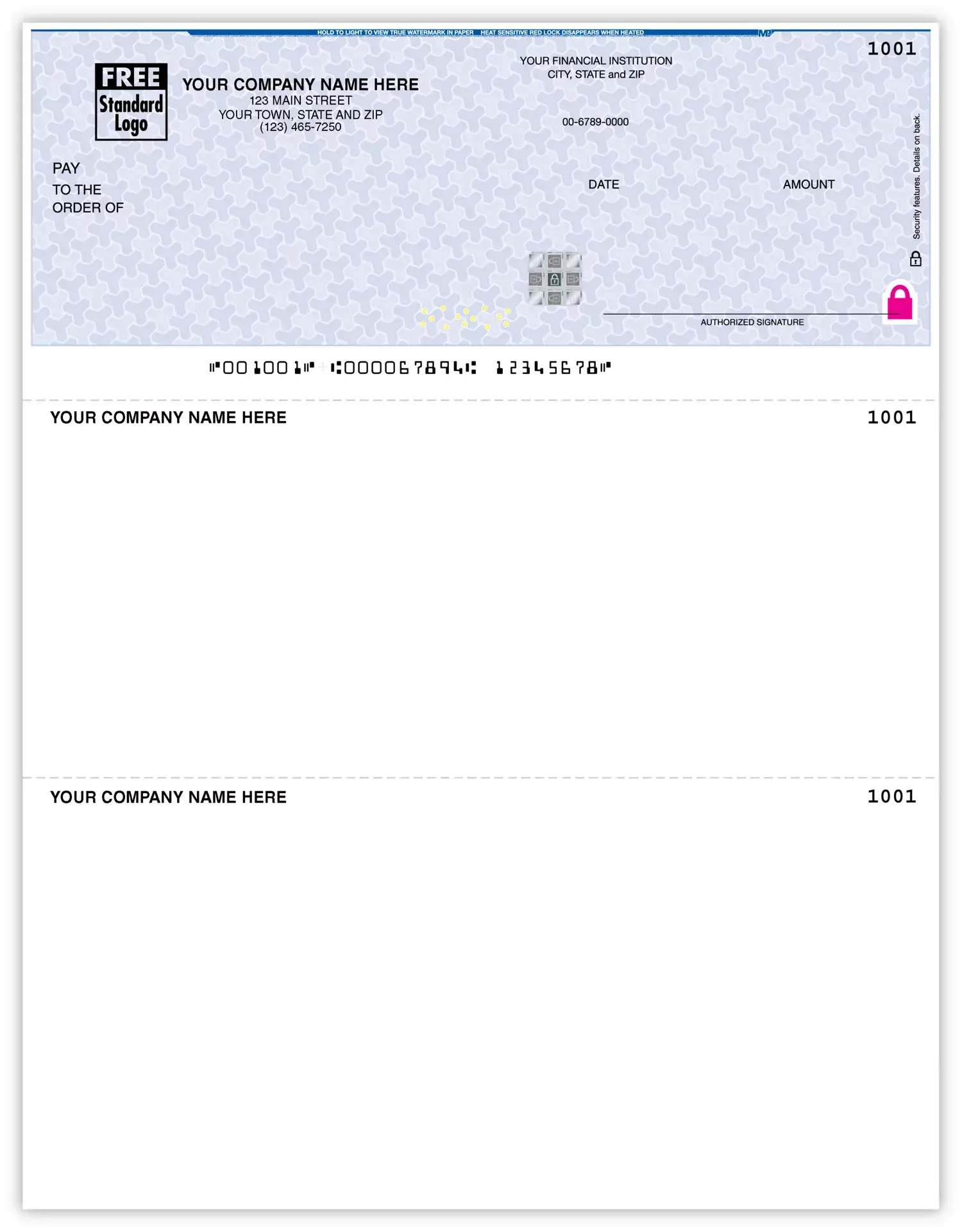 High Security Multipurpose Personalized Checks 
