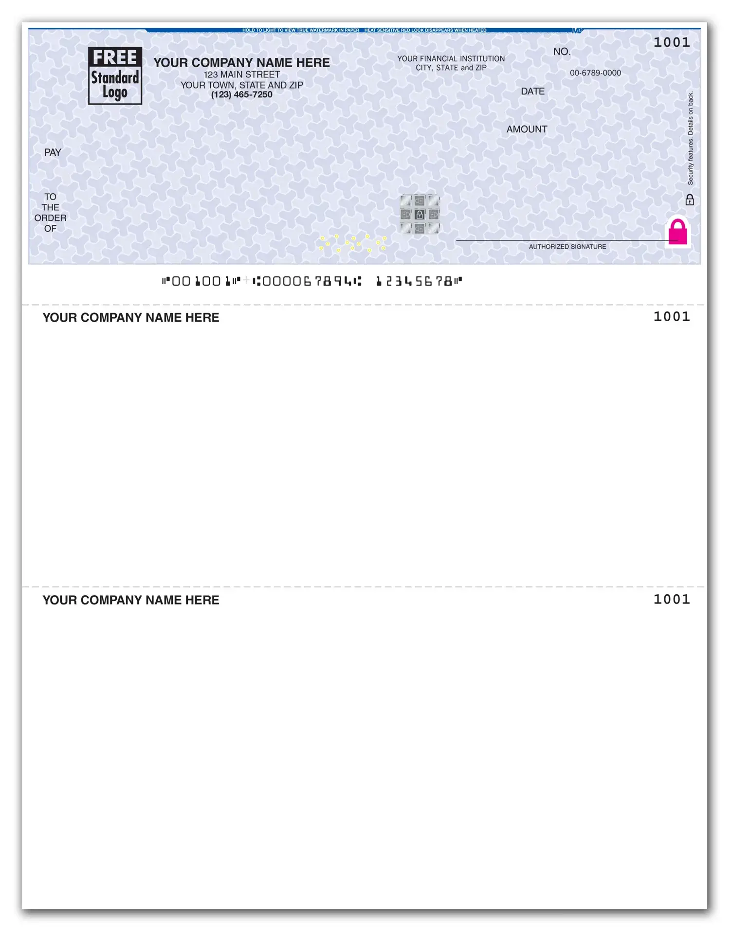 Laser Personalized Checks with Logo