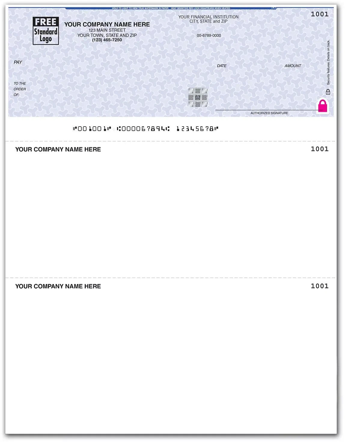 Laser Personalized Checks on Secure Paper
