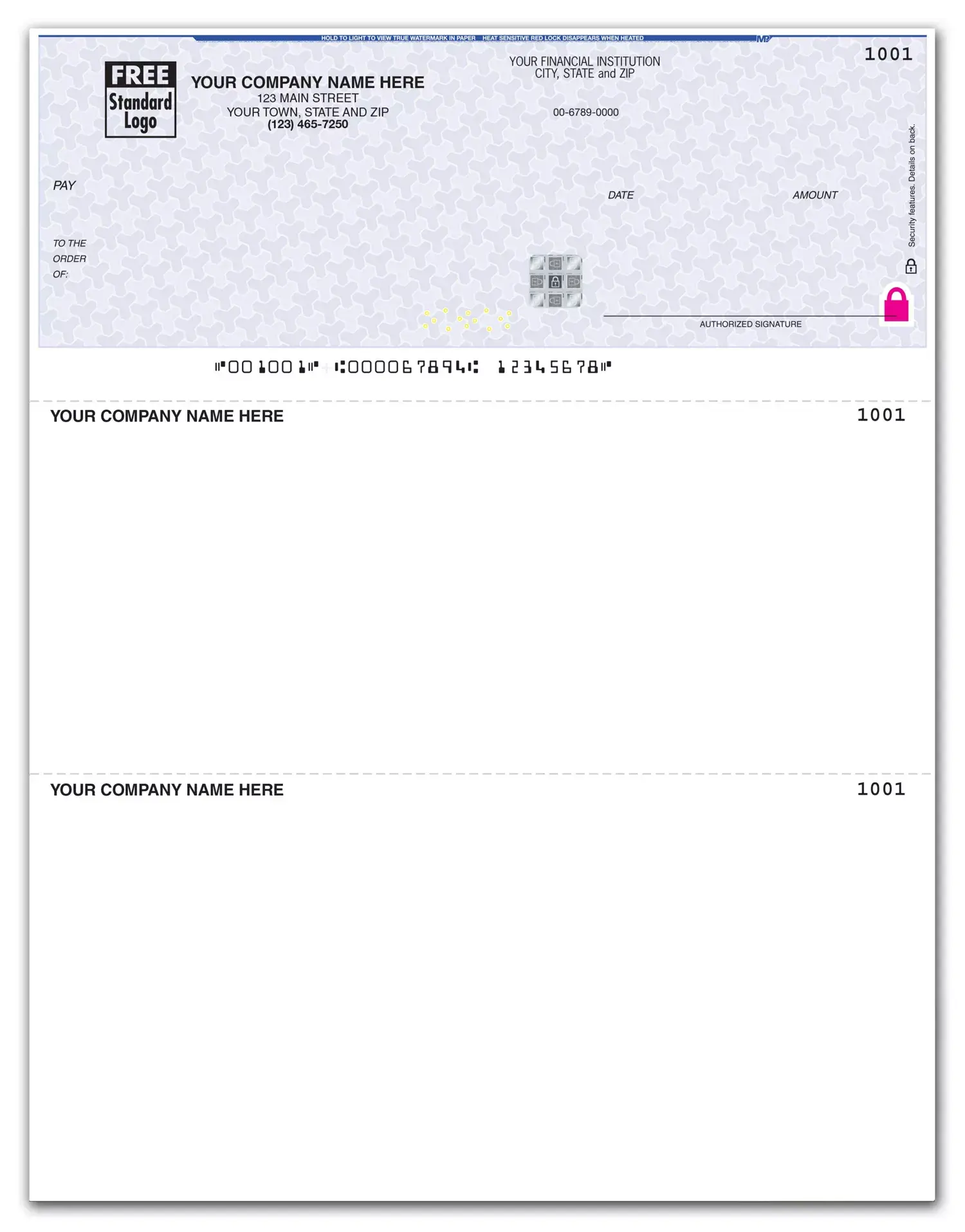 Laser Personalized Checks on Secure Paper
