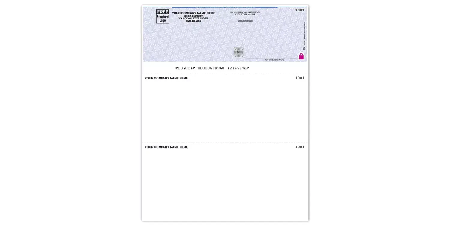 Secure Business Checks for Laser Printers