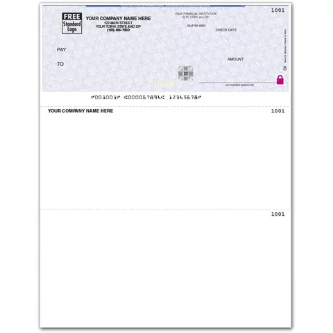 High Security Laser Deltek® Checks with Business Logo