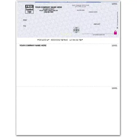 High Security Laser Deltek® Checks with Business Logo