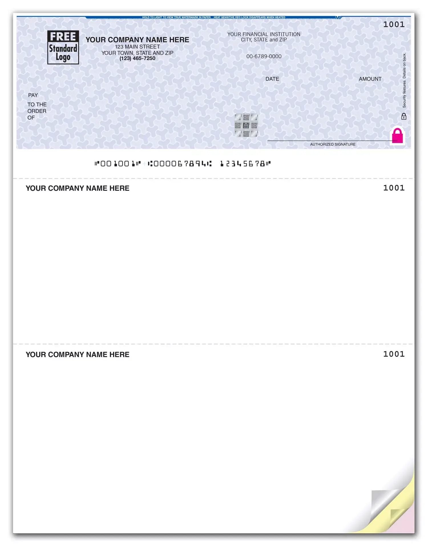 Customized Laser Checks with Foil Security Feature