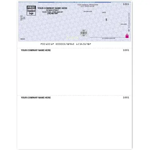 Custom Printed Laser Checks with Business Logo on Secure Paper