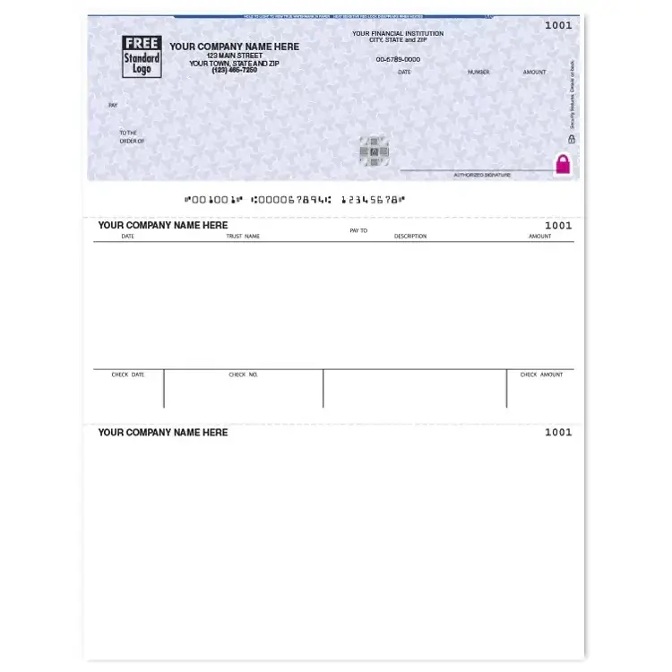 Laser Trust Account Checks with Security Features
