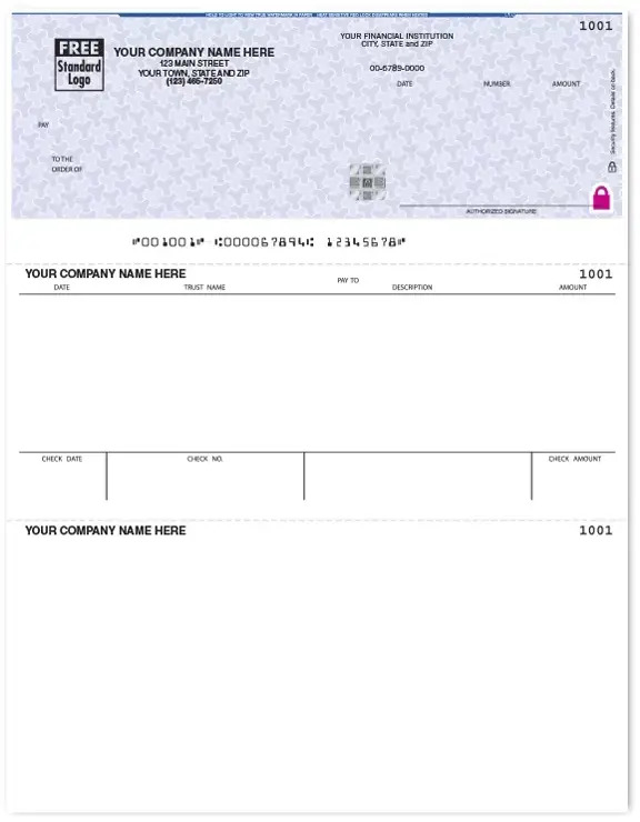 Laser Trust Account Checks with Security Features
