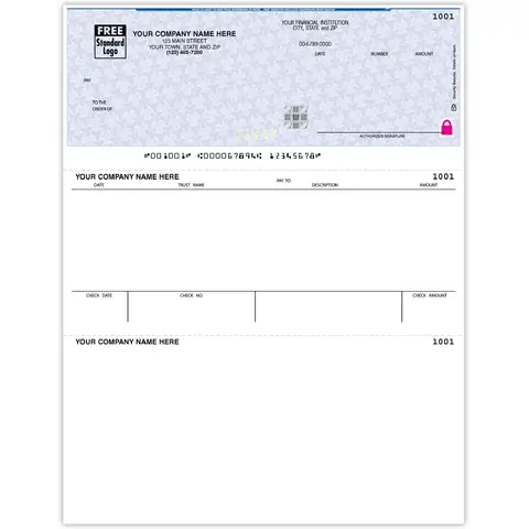 Laser Trust Account Checks with Security Features