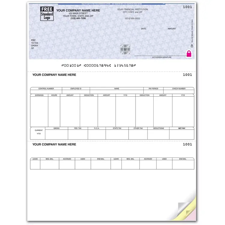 Costpoint Laser Checks for Payroll, Printed on Secure Paper