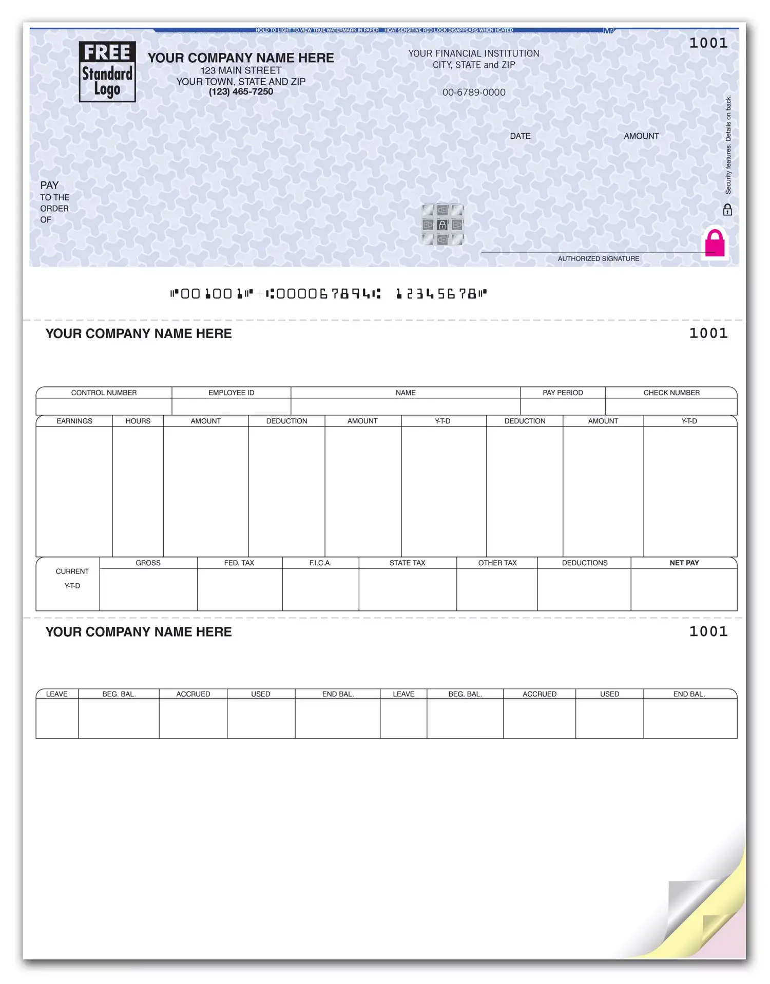 Costpoint Laser Checks for Payroll, Printed on Secure Paper