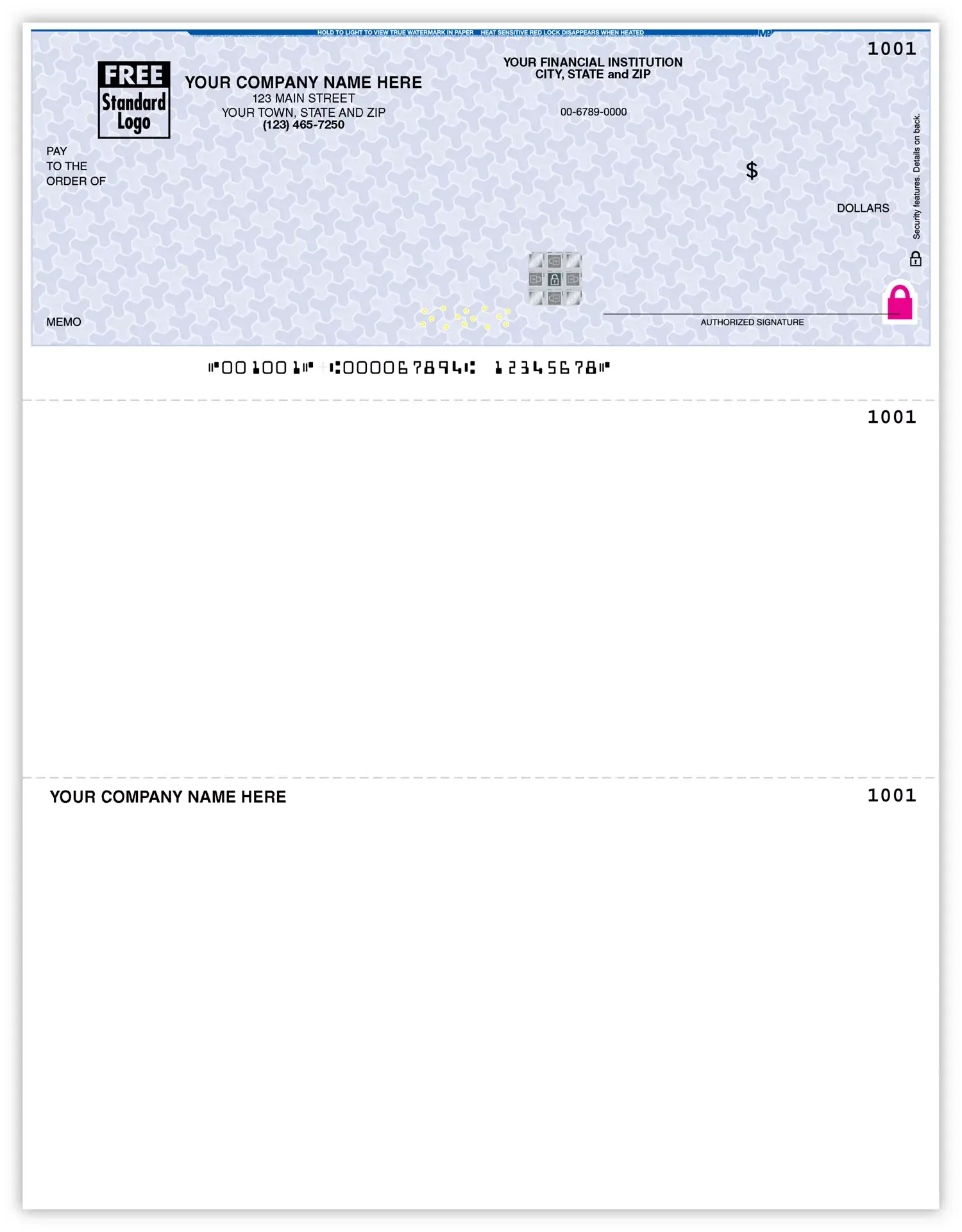 Personalized NetSuite® Business Checks on Secure Paper