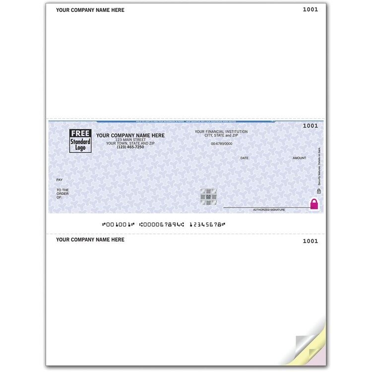 Custom printed secure business laser checks for Peachtree software