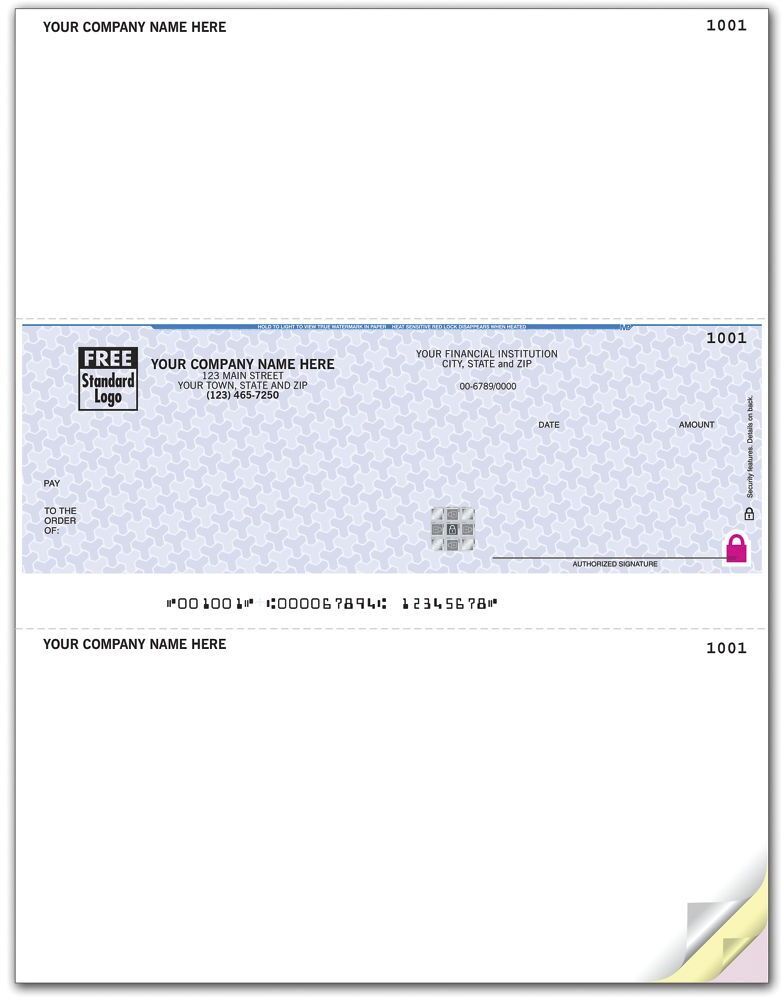 Custom printed secure business laser checks for Peachtree software