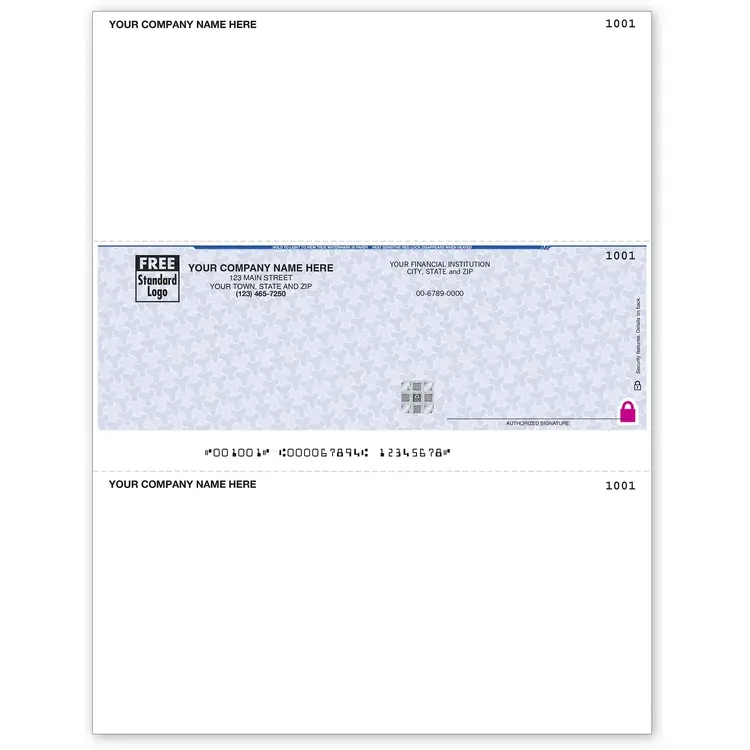 Sage Software Compatible Business Checks on Security Paper, Middle Check
