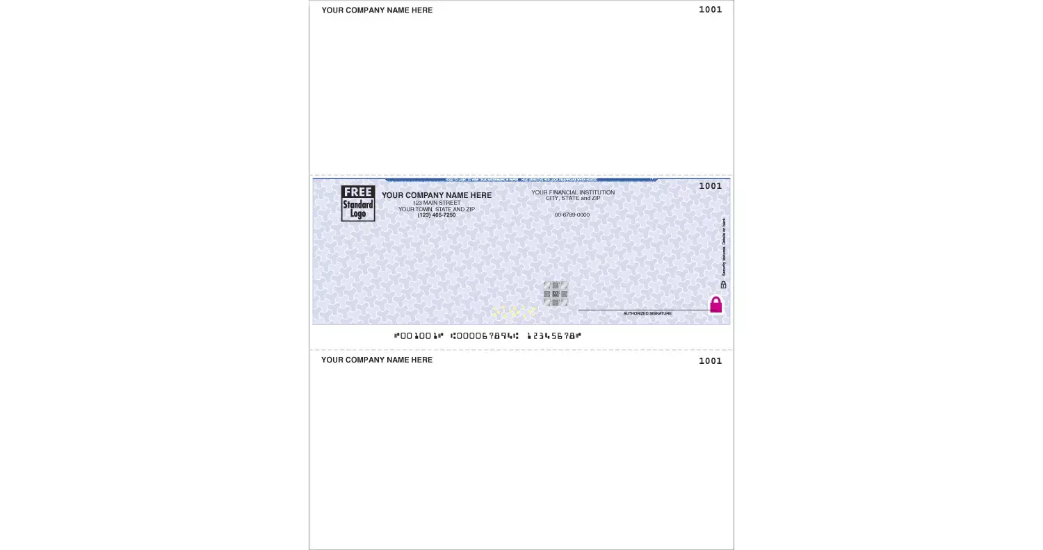 Sage Software Compatible Business Checks on Security Paper, Middle Check