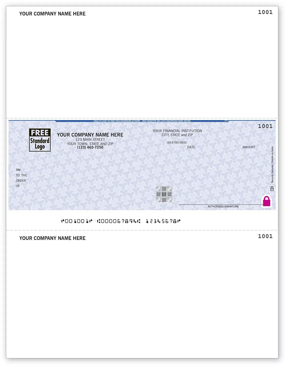 Microsoft© Business Checks with High Security Features in Laser Format